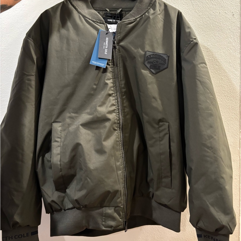 Kenneth Cole Men's Green Bomber Jacket